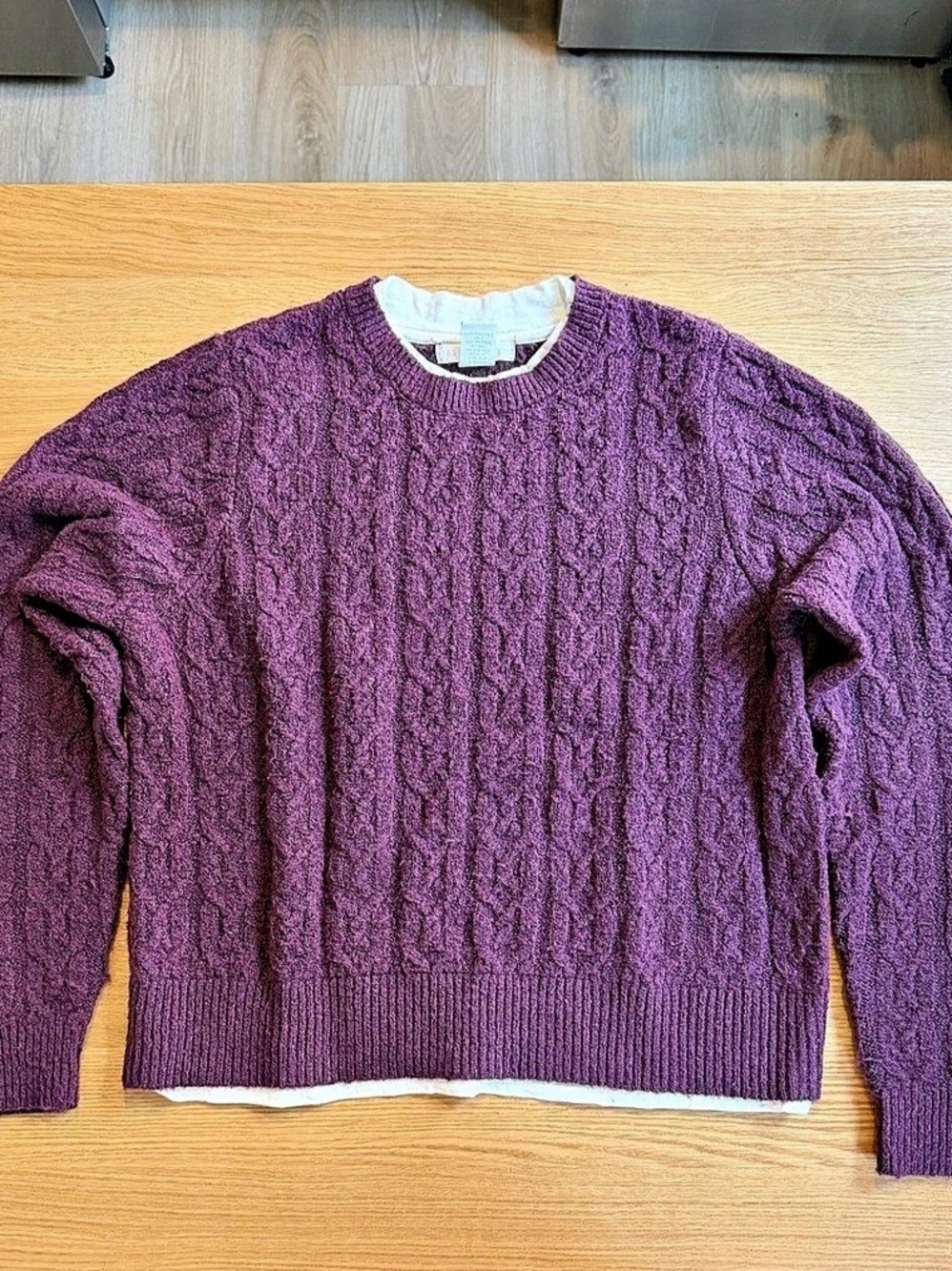 Design History Textured Cable Knit Sweater in Purple Size Medium